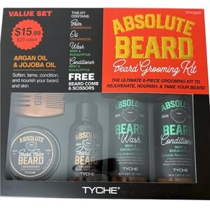 ABSOLUTE BEARD New Beard Grooming Kit Comb Scissors Cedarwood Mint Eucalyptus
